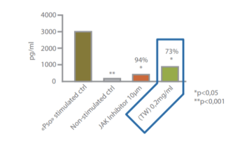 Epiderme humain reconstruit incubé avec du Célastrol (TW)  ou un contrôle avant stimulation et quantification